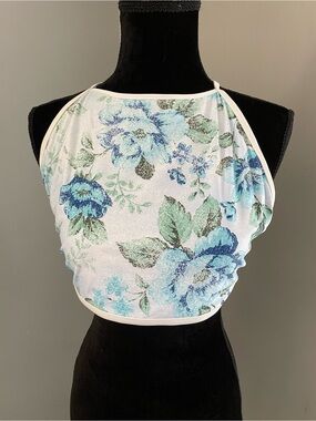 aerie floral high neck Halter bikini Top